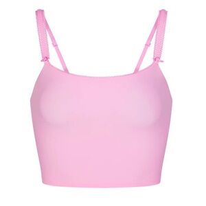 SKIMS Fits Everybody Picot Trim Cropped Cami in Bubble Gum Pink